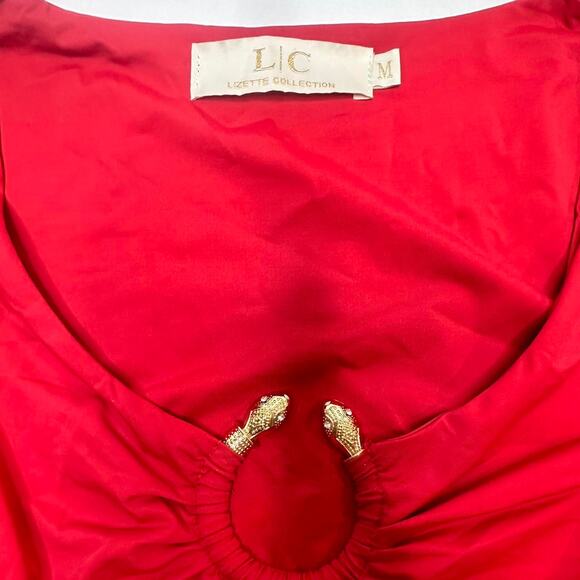 Lizette Collection  Size Medium Beautiful Light Weight  Red Super Soft Silky - Picture 2 of 4
